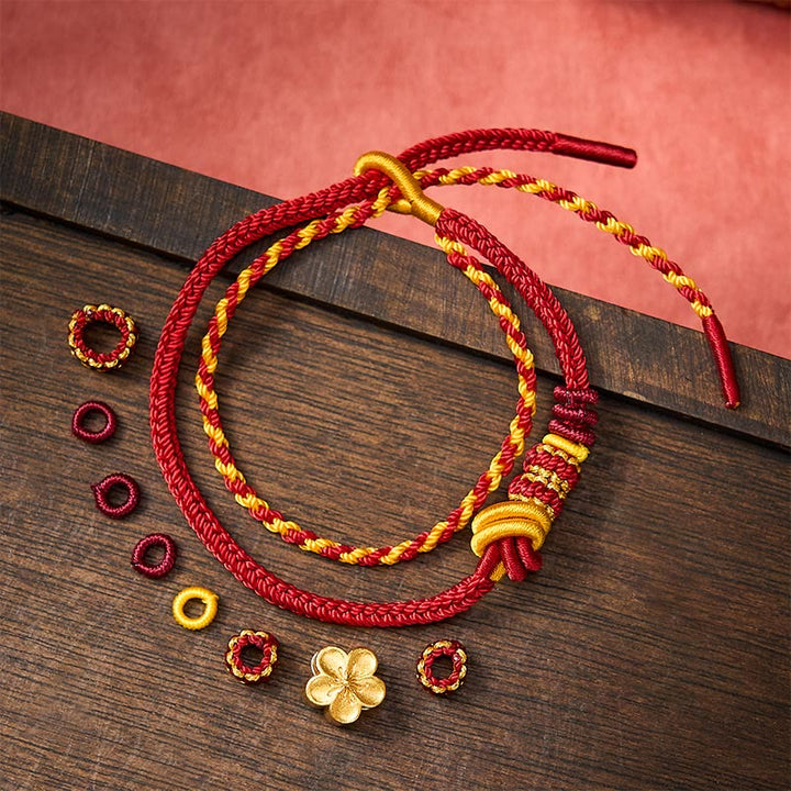 Buddha Stones Verstelbare Armband met gevlochten bloemmotief en dubbele wikkeling. - image 4