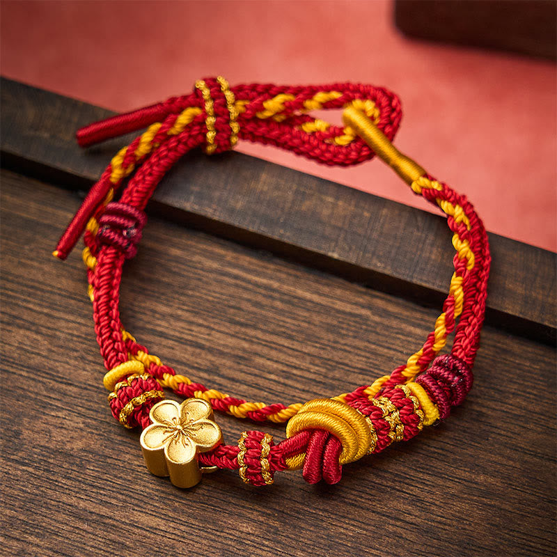 Buddha Stones Verstelbare Armband met gevlochten bloemmotief en dubbele wikkeling. - image 1