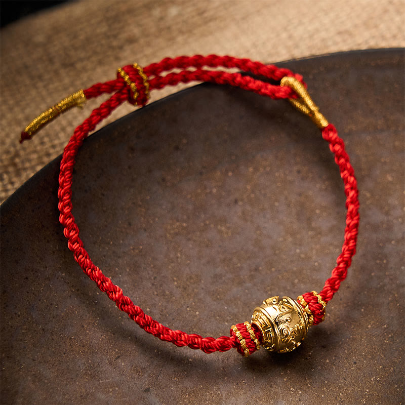 Buddha Stones Handgeweven rode koord kracht Om Mani Padme Hum verstelbare doe-het-zelf Armband - image 11