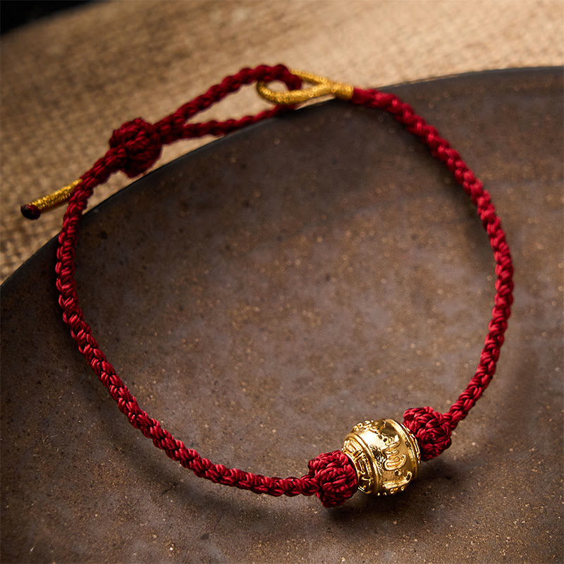 Buddha Stones Handgeweven rode koord kracht Om Mani Padme Hum verstelbare doe-het-zelf Armband - image 1