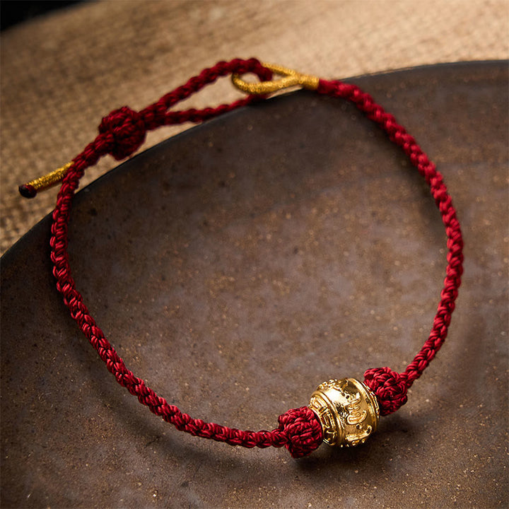Buddha Stones Handgeweven rode koord kracht Om Mani Padme Hum verstelbare doe-het-zelf Armband - image 1