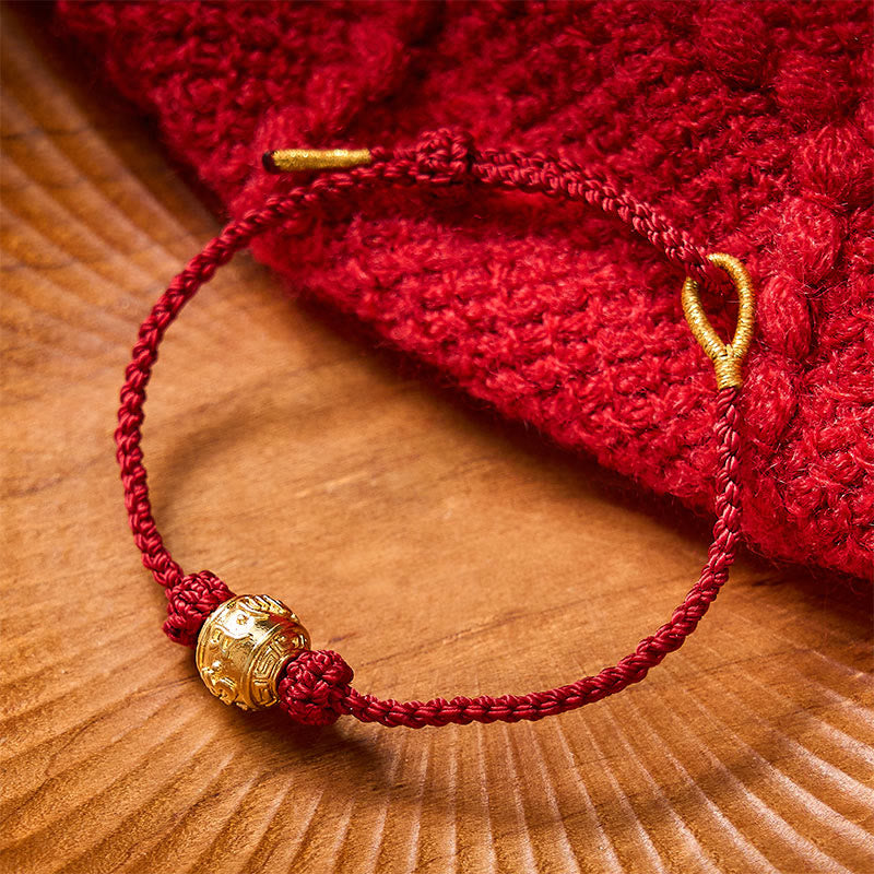 Buddha Stones Handgeweven rode koord kracht Om Mani Padme Hum verstelbare doe-het-zelf Armband - image 2