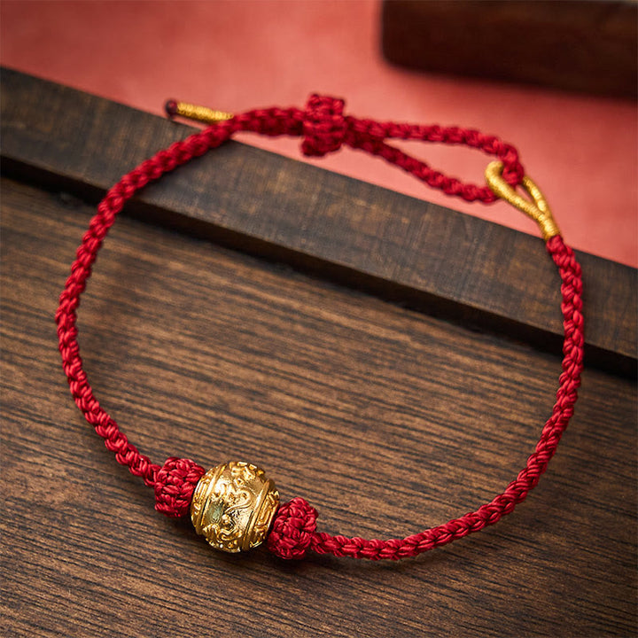 Buddha Stones Handgeweven rode koord kracht Om Mani Padme Hum verstelbare doe-het-zelf Armband - Donkerrood (Polsomtrek 15-20 cm) - image 0