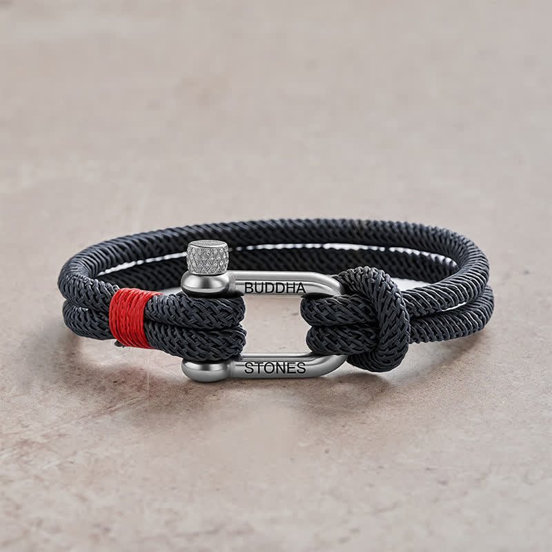 Buddha Stones Armband van titaniumstaal met sluiting - Donkergrijs touw met zilverkleurige gesp - Polsomtrek: 7,9–8,2 inch (20–21 cm) - image 9