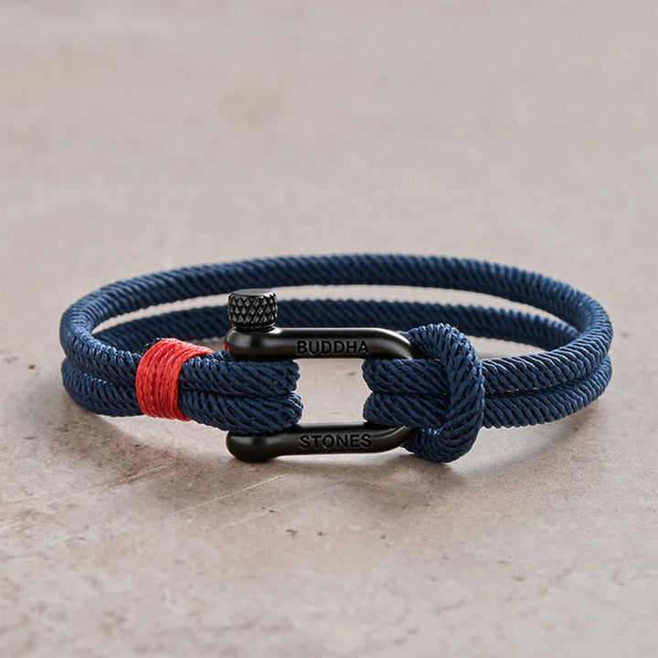 Buddha Stones Armband van titaniumstaal met sluiting - Blauw touw, zwarte gesp - Polsomtrek: 7,9–8,2 inch (20–21 cm) - image 14