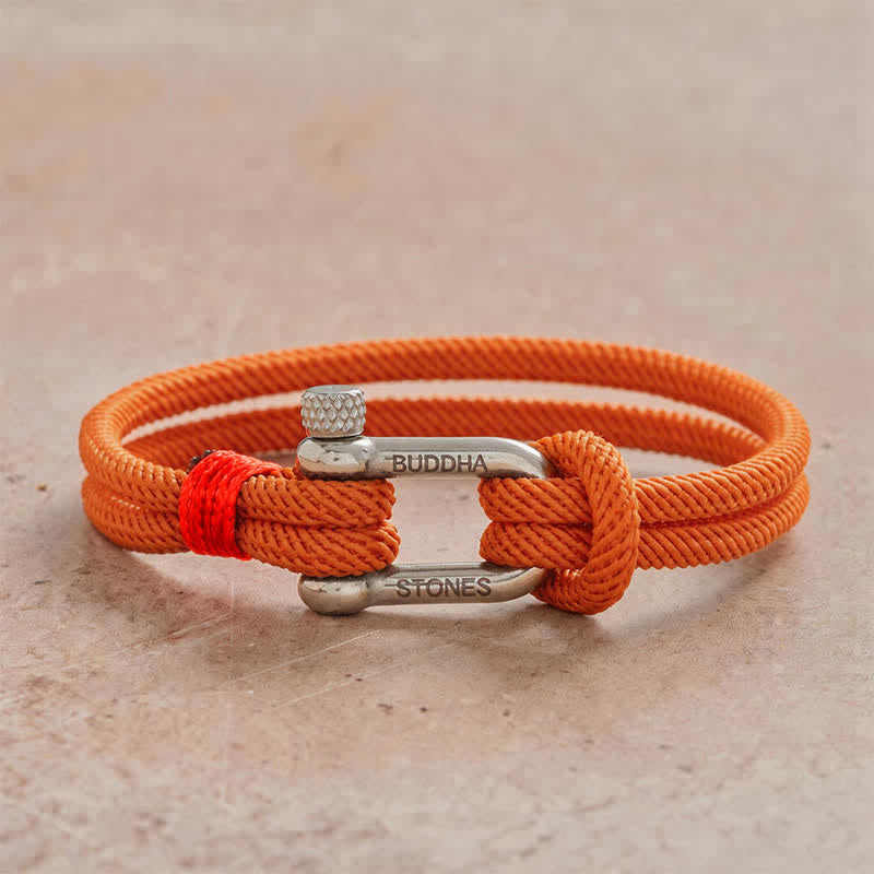 Buddha Stones Armband van titaniumstaal met sluiting - Oranje touw met zilverkleurige gesp - Polsomtrek: 7,9–8,2 inch (20–21 cm) - image 17