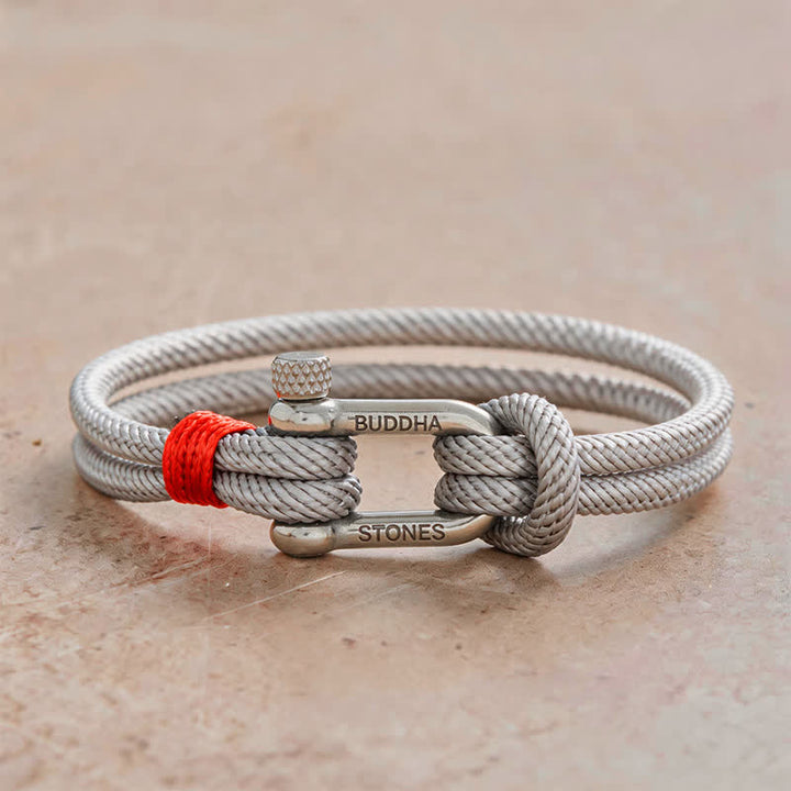 Buddha Stones Armband van titaniumstaal met sluiting - Grijs touw met zilverkleurige gesp - Polsomtrek: 7,9–8,2 inch (20–21 cm) - image 8