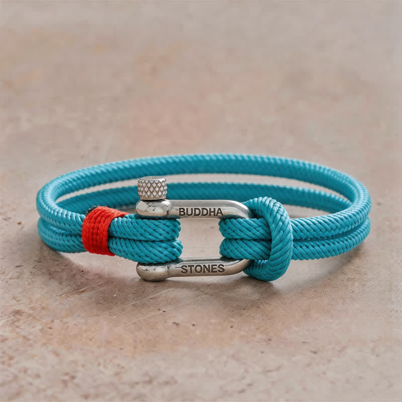 Buddha Stones Armband van titaniumstaal met sluiting - Lichtblauw touw met zilverkleurige gesp - Polsomtrek: 7,9–8,2 inch (20–21 cm) - image 18