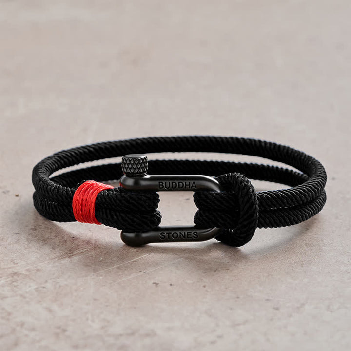 Buddha Stones Armband van titaniumstaal met sluiting - Zwart touw, zwarte gesp - Polsomtrek: 7,9–8,2 inch (20–21 cm) - image 15
