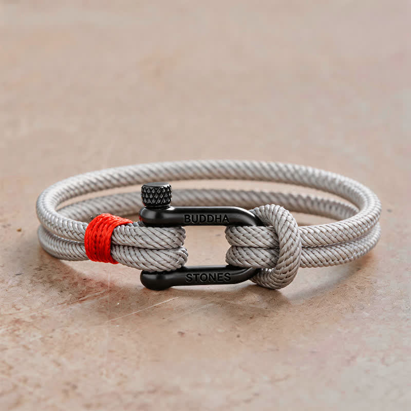 Buddha Stones Armband van titaniumstaal met sluiting - Grijs touw met zwarte gesp - Polsomtrek: 7,9–8,2 inch (20–21 cm) - image 16