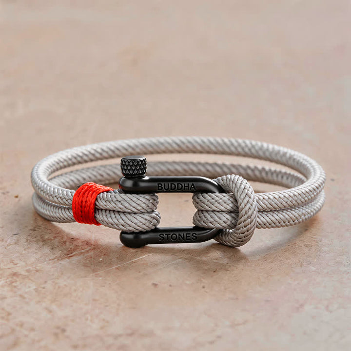Buddha Stones Armband van titaniumstaal met sluiting - Grijs touw met zwarte gesp - Polsomtrek: 7,9–8,2 inch (20–21 cm) - image 16