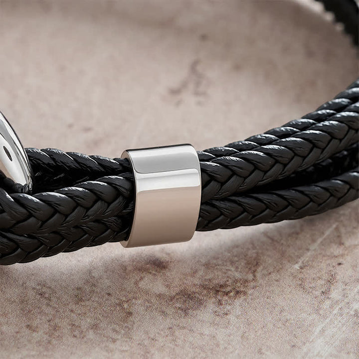 Buddha Stones Titanium stalen sluiting, gevlochten leren Calm Armband - image 4