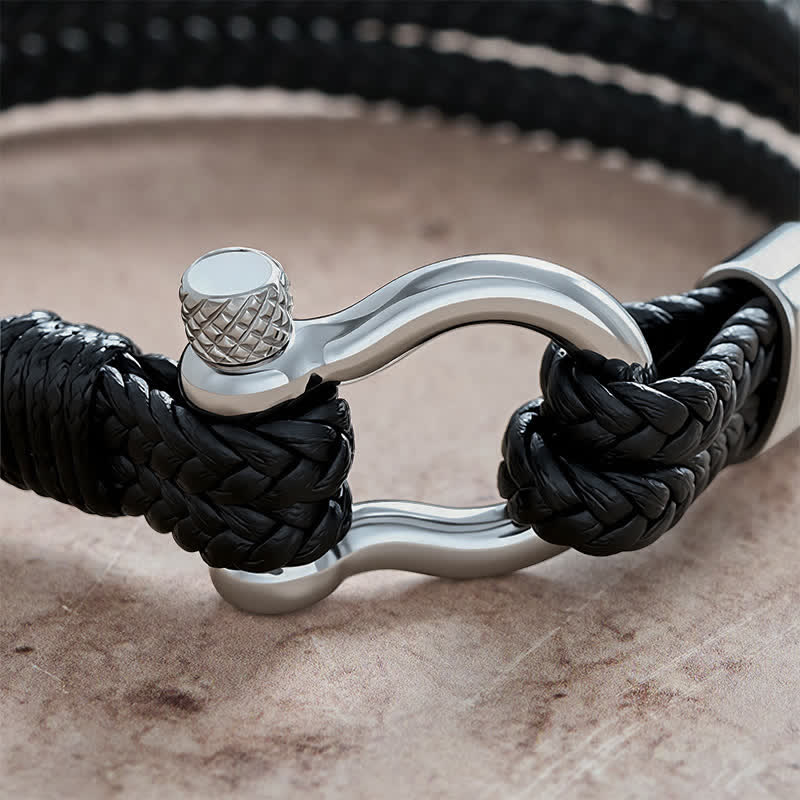 Buddha Stones Titanium stalen sluiting, gevlochten leren Calm Armband - image 3
