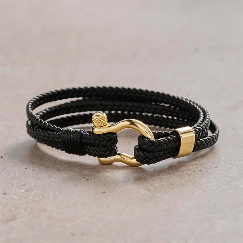 Buddha Stones Titanium stalen sluiting, gevlochten leren Calm Armband - Gouden gesp - image 8