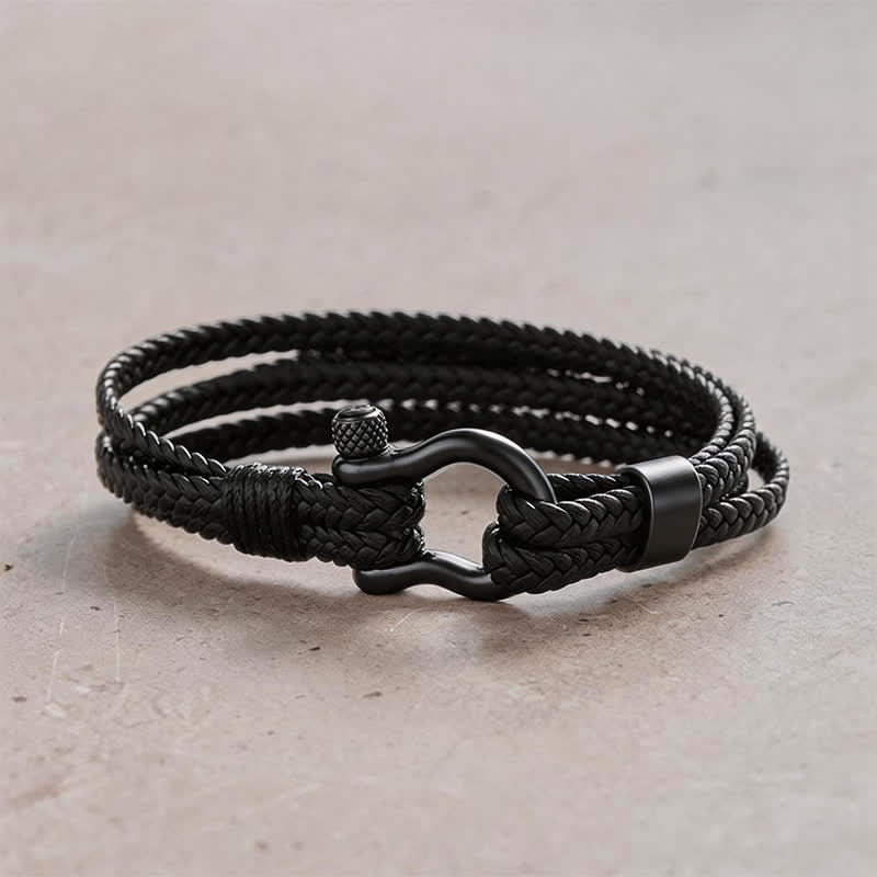 Buddha Stones Titanium stalen sluiting, gevlochten leren Calm Armband - Zwarte gesp - image 7