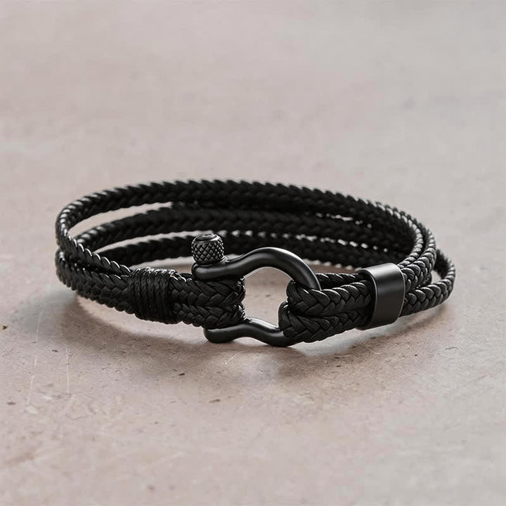 Buddha Stones Titanium stalen sluiting, gevlochten leren Calm Armband - Zwarte gesp - image 7
