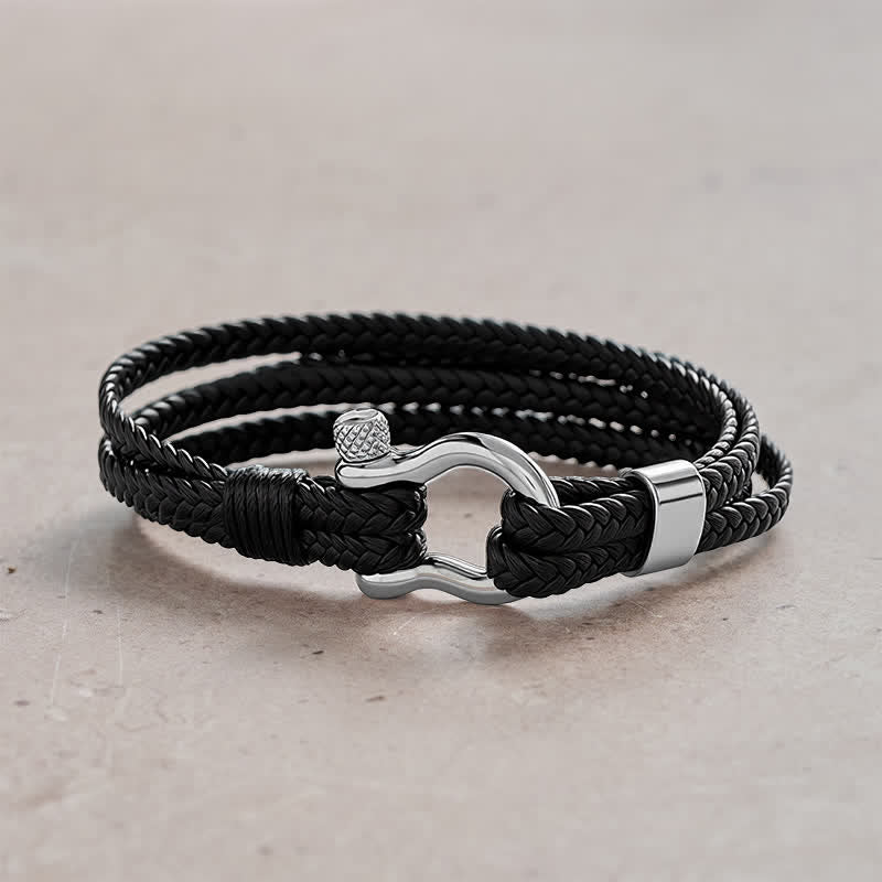 Buddha Stones Titanium stalen sluiting, gevlochten leren Calm Armband - Zilverkleurige gesp - image 0