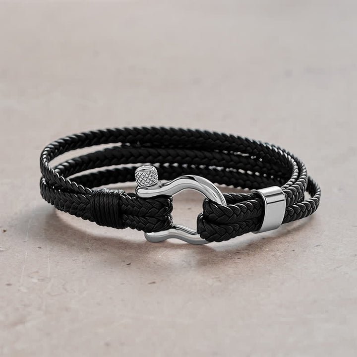 Buddha Stones Titanium stalen sluiting, gevlochten leren Calm Armband - Zilverkleurige gesp - image 0