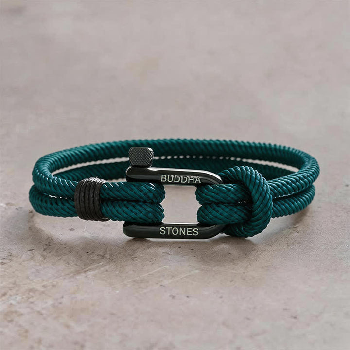 Buddha Stones Armband met titanium stalen sluiting en versterkte Armband - Groen touw, zwarte gesp - Polsomtrek: 7,9–8,2 inch (20–21 cm) - image 11