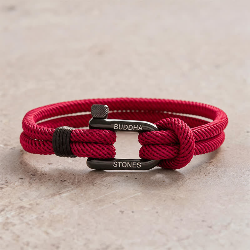 Buddha Stones Armband met titanium stalen sluiting en versterkte Armband - Rood touw, zwarte gesp - Polsomtrek: 7,9–8,2 inch (20–21 cm) - image 8