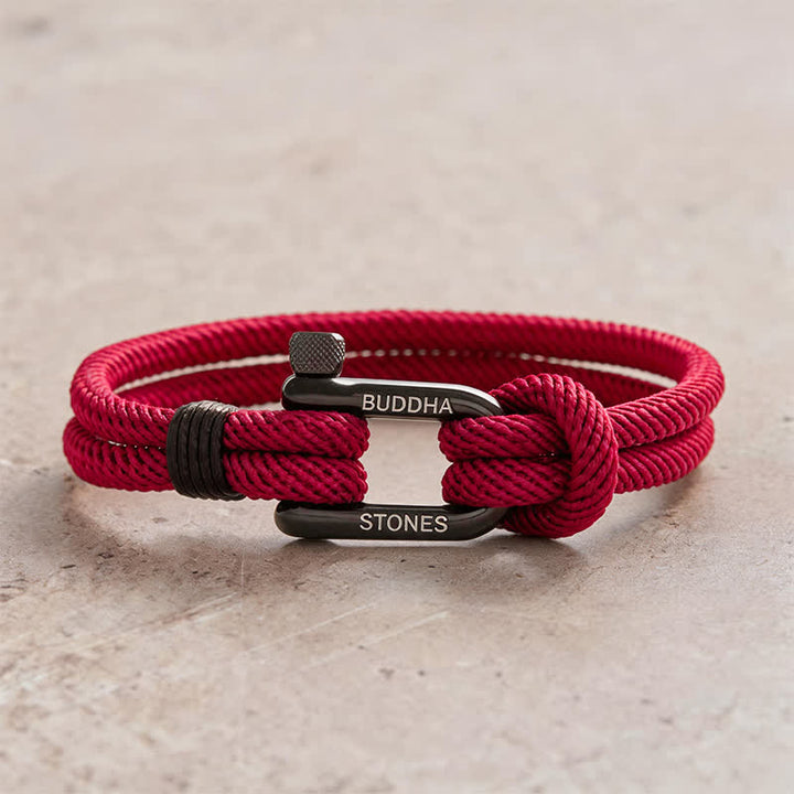 Buddha Stones Armband met titanium stalen sluiting en versterkte Armband - Rood touw, zwarte gesp - Polsomtrek: 7,9–8,2 inch (20–21 cm) - image 8