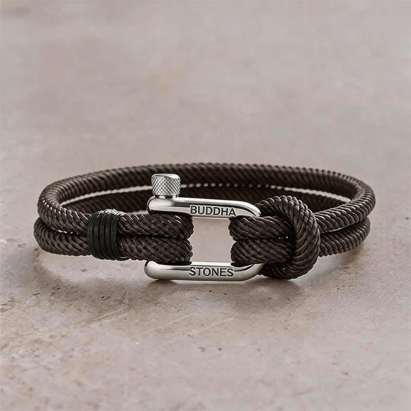 Buddha Stones Armband met titanium stalen sluiting en versterkte Armband - Bruin touw met zilverkleurige gesp - Polsomtrek: 7,9–8,2 inch (20–21 cm) - image 17