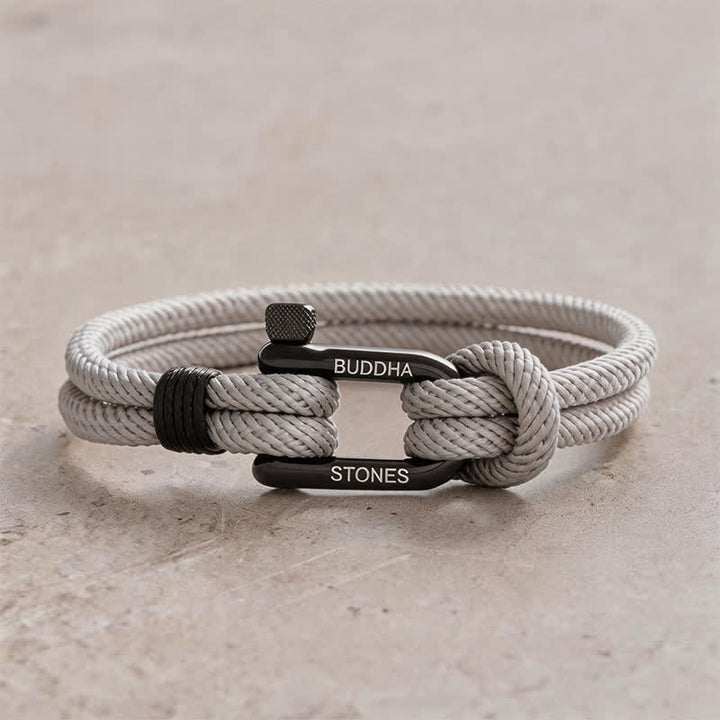 Buddha Stones Armband met titanium stalen sluiting en versterkte Armband - Grijs touw met zwarte gesp - Polsomtrek: 7,9–8,2 inch (20–21 cm) - image 10