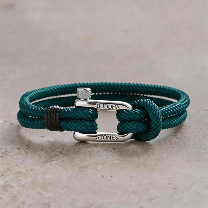 Buddha Stones Armband met titanium stalen sluiting en versterkte Armband - Groen touw met zilverkleurige gesp - Polsomtrek: 7,9–8,2 inch (20–21 cm) - image 18