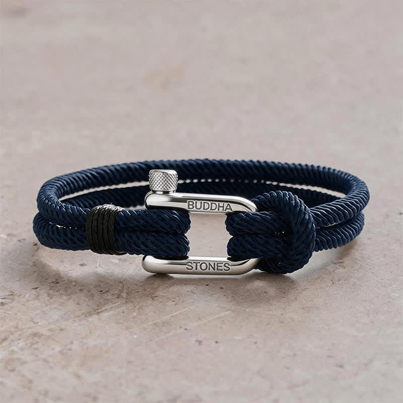 Buddha Stones Armband met titanium stalen sluiting en versterkte Armband - Blauw touw met zilverkleurige gesp - Polsomtrek: 7,9–8,2 inch (20–21 cm) - image 14