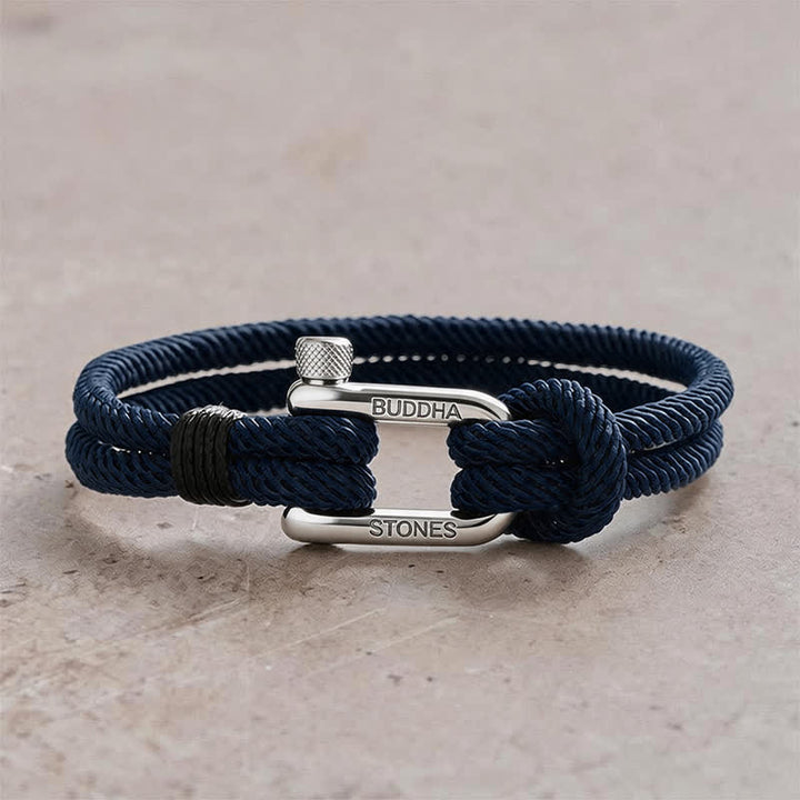 Buddha Stones Armband met titanium stalen sluiting en versterkte Armband - Blauw touw met zilverkleurige gesp - Polsomtrek: 7,9–8,2 inch (20–21 cm) - image 14