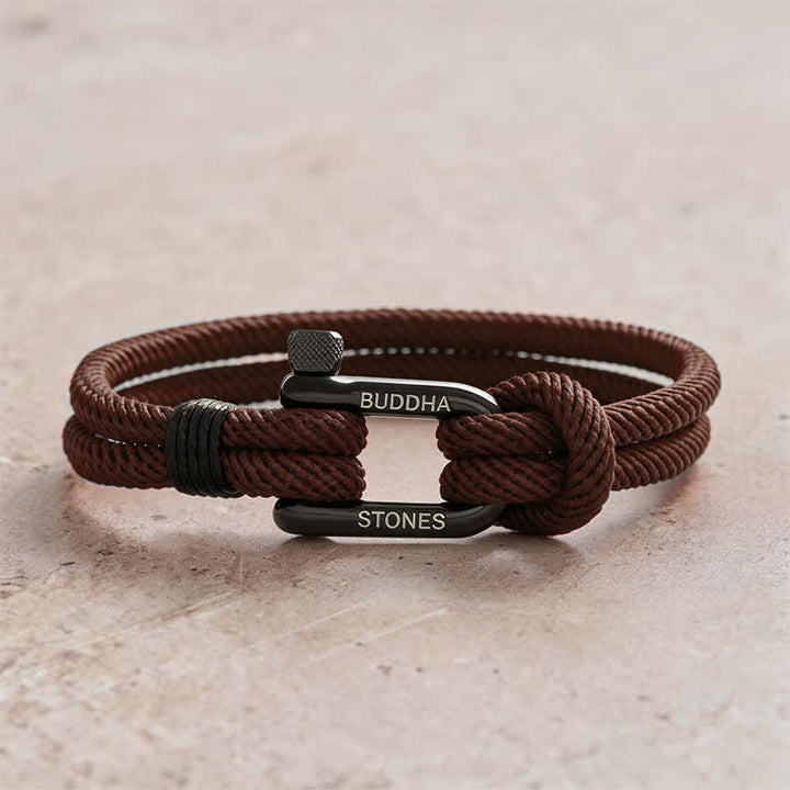 Buddha Stones Armband met titanium stalen sluiting en versterkte Armband - Bruin touw met zwarte gesp - Polsomtrek: 7,9–8,2 inch (20–21 cm) - image 12