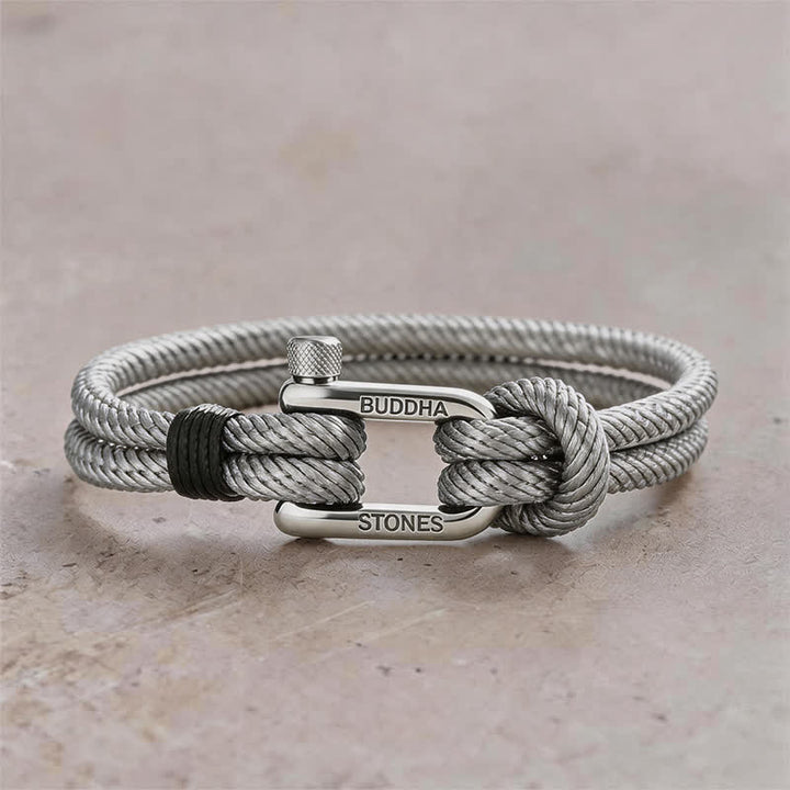 Buddha Stones Armband met titanium stalen sluiting en versterkte Armband - Grijs touw met zilverkleurige gesp - Polsomtrek: 7,9–8,2 inch (20–21 cm) - image 16