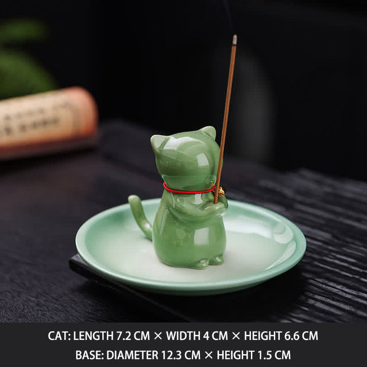 Buddha Stones Keramische Kawaii Wierook met asopvangbakje (zonder Wierook) . - Groen - Zonder Wierook - image 18