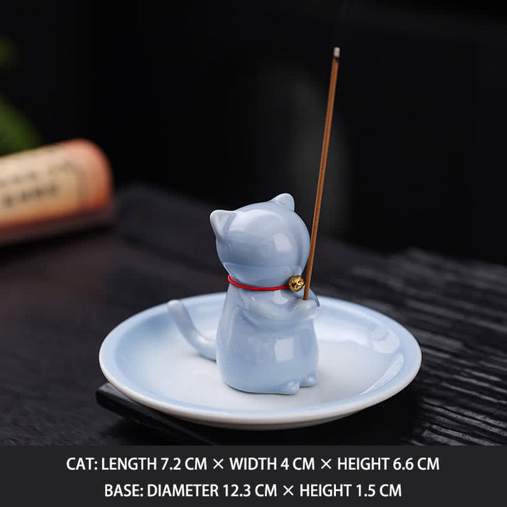 Buddha Stones Keramische Kawaii Wierook met asopvangbakje (zonder Wierook) . - Blauw - Zonder Wierook - image 15