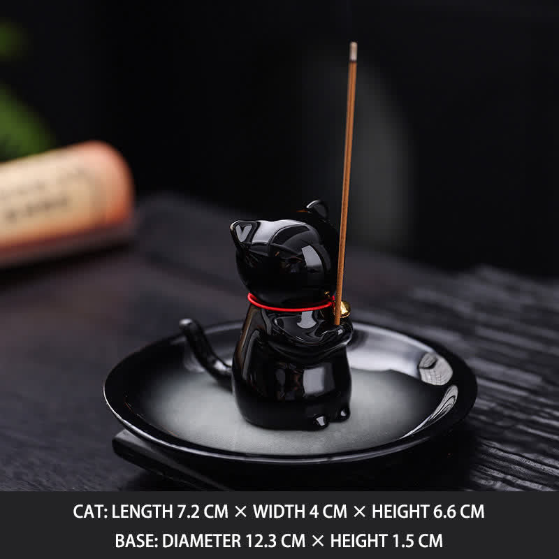 Buddha Stones Keramische Kawaii Wierook met asopvangbakje (zonder Wierook) . - Zwart - Zonder Wierook - image 16