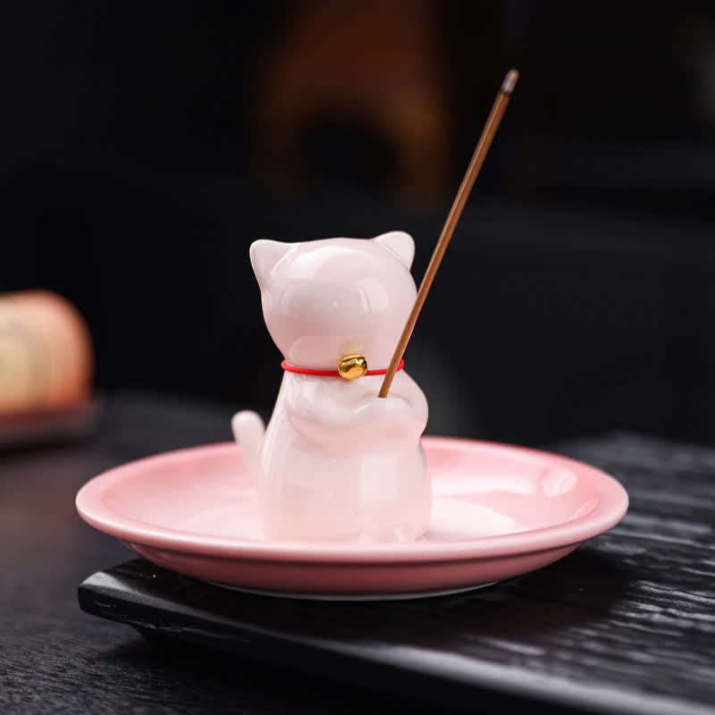 Buddha Stones Keramische Kawaii Wierook met asopvangbakje (zonder Wierook) . - Roze - Zonder Wierook - image 0