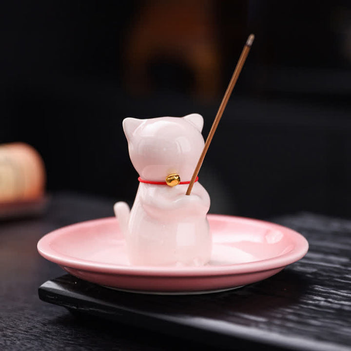 Buddha Stones Keramische Kawaii Wierook met asopvangbakje (zonder Wierook) . - Roze - Zonder Wierook - image 0