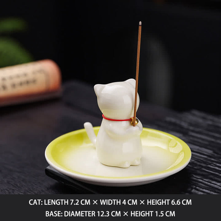 Buddha Stones Keramische Kawaii Wierook met asopvangbakje (zonder Wierook) . - Geel - Zonder Wierook - image 17