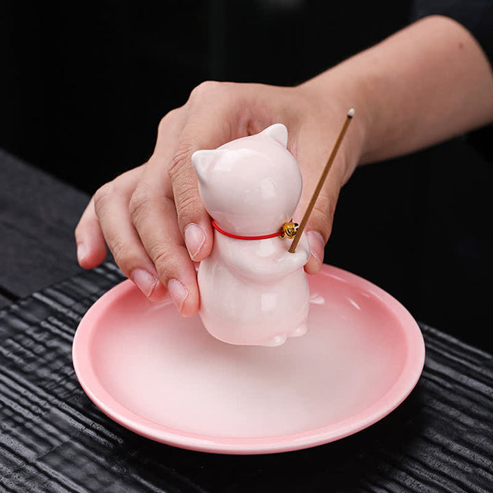 Buddha Stones Keramische Kawaii Wierook met asopvangbakje (zonder Wierook) . - image 6