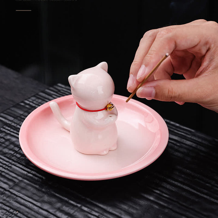 Buddha Stones Keramische Kawaii Wierook met asopvangbakje (zonder Wierook) . - image 3