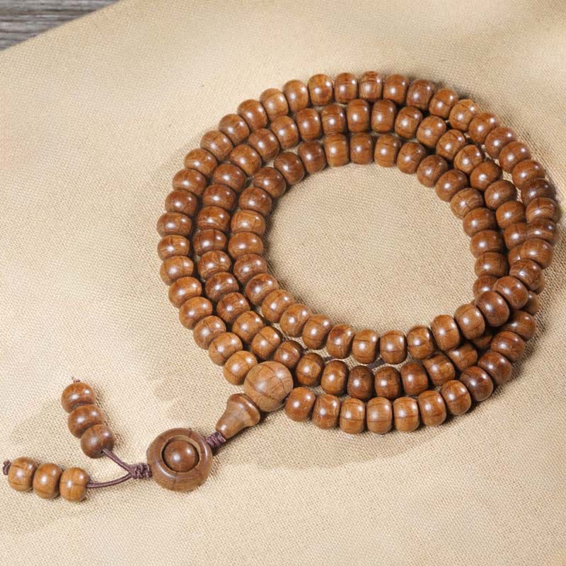 Buddha Stones Natuurlijke Abelia Biflora houtbescherming 108 kralen Mala - 6*8 mm - image 3
