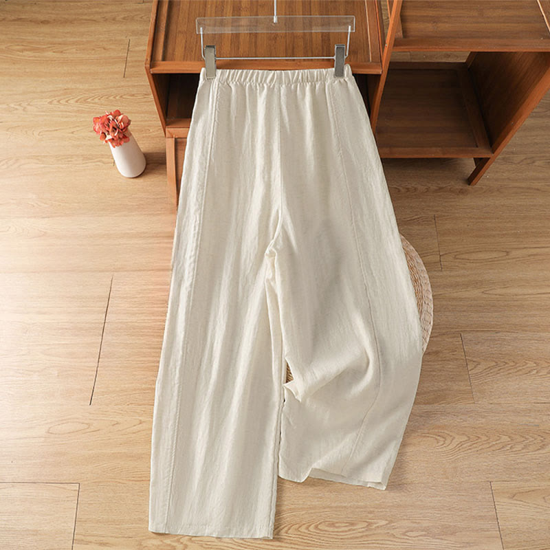 Buddha Stones Zomerse casual minimalistische cropped broek met trekkoord en Cropped pijpen, effen kleur, damesbroek met Zakken - image 1