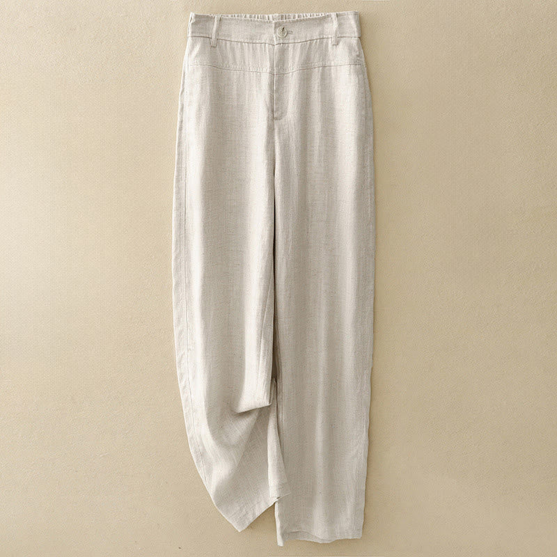 Buddha Stones Lente/Zomer Minimalistische Casual Effen Lang Broek met Ritssluiting en Zakken - Beige - US8-10, UK/AU12-14, EU40-42 (2XL) - image 0