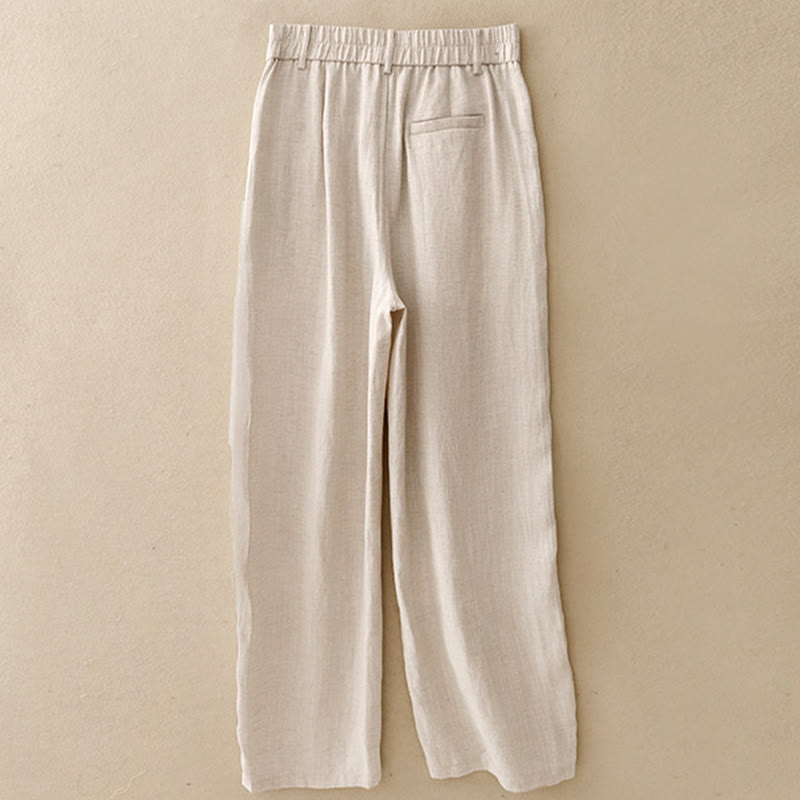 Buddha Stones Lente/Zomer Minimalistische Casual Effen Lang Broek met Ritssluiting en Zakken - image 1
