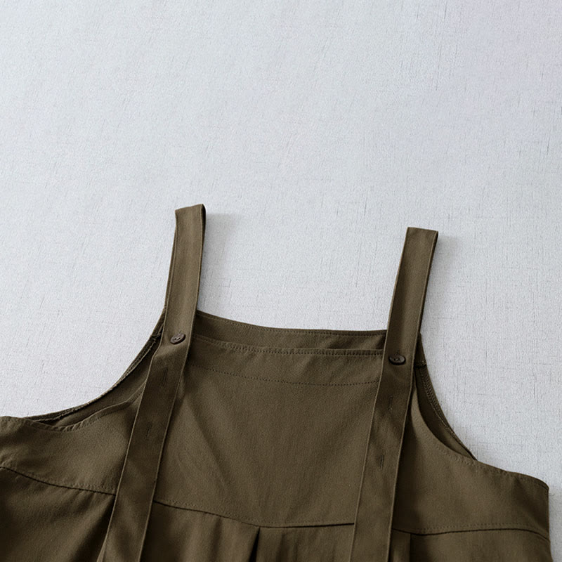 Buddha Stones Casual minimalistische jumpsuit met knoopsluiting en zakken voor dames, lente/zomer. - image 1
