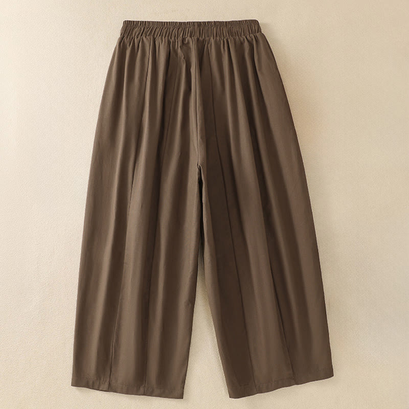 Buddha Stones Zomerse, casual, minimalistische, effen Cropped damesbroek met Zakken - image 1