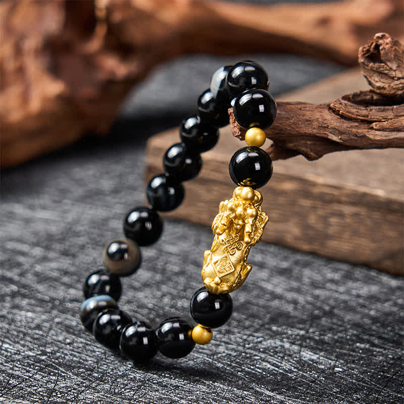 Buddha Stones PiXiu Bruin Gestreepte Agaat Armband voor Welvaart - image 3