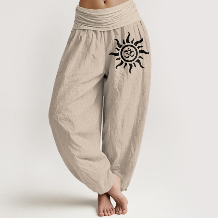 Buddha Stones Harembroek voor dames met elastische Taille en zonnemotief van 100% Cotton - Bruinen - US16, UK/AU20, EU48 (3XL) - image 11