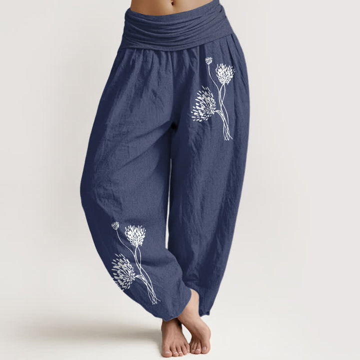 Buddha Stones 100% Cotton voor dames met elastische Taille en botanisch patroon - Donker leisteenblauw - US16, UK/AU20, EU48 (3XL) - image 8