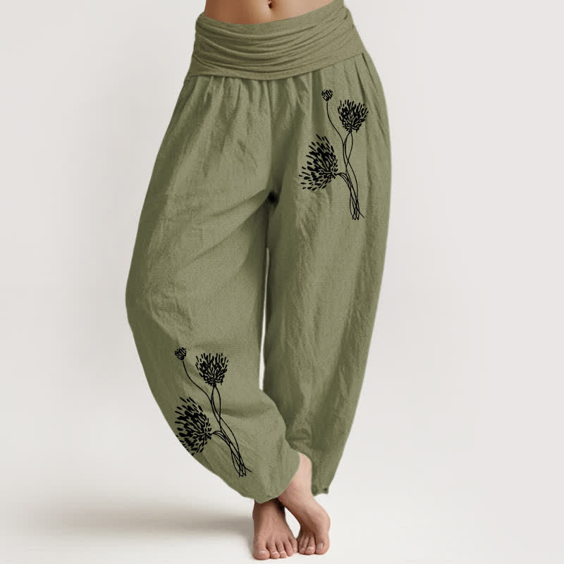 Buddha Stones 100% Cotton voor dames met elastische Taille en botanisch patroon - Olijfgroen - US16, UK/AU20, EU48 (3XL) - image 14